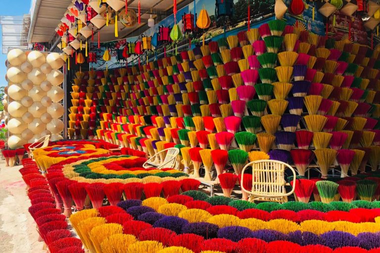 The traditional incense display space at Thuy Xuan Incense Village.