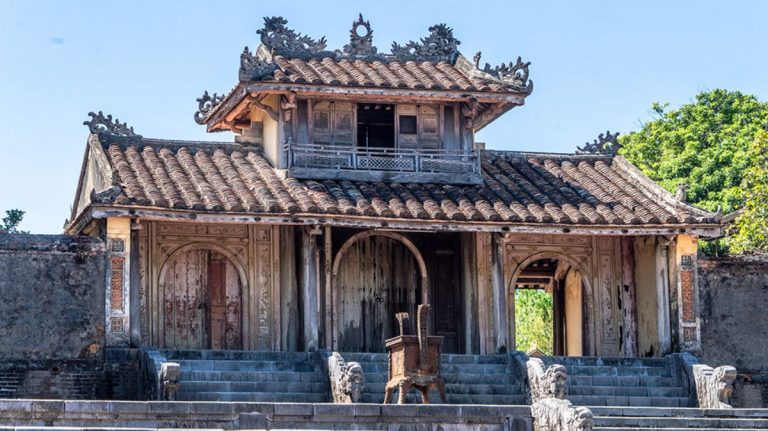 Thieu Tri tomb in Hue featuring ancient brick walls and traditional roofs