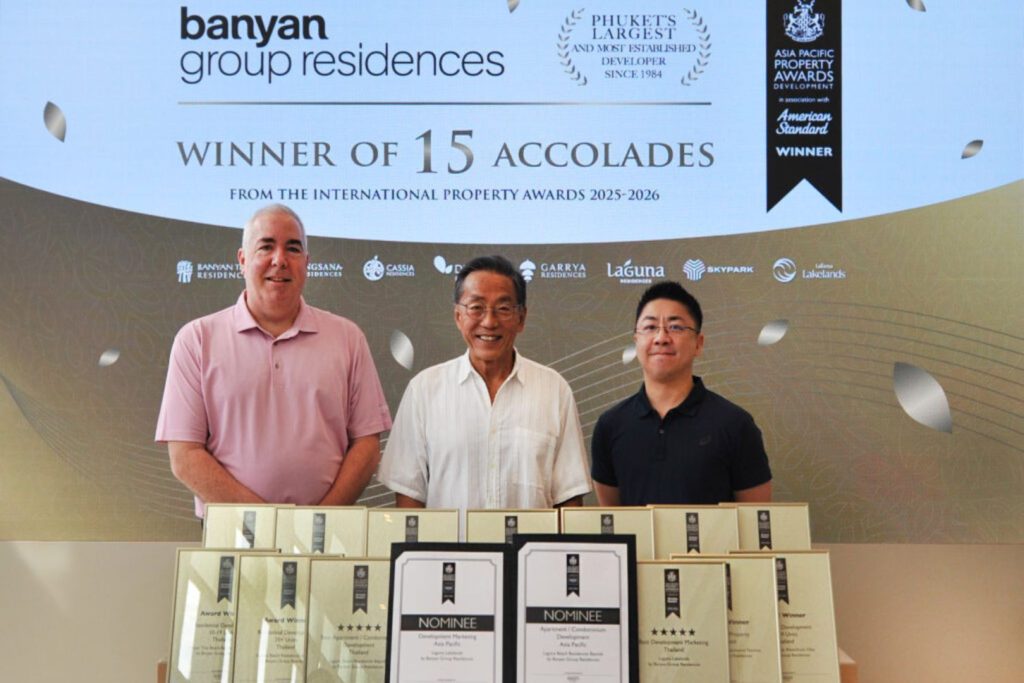Banyan Group reaffirmed its renown among Thailand’s premier property developers by taking home 15 top honours in the prestigious Asia-Pacific Property Awards