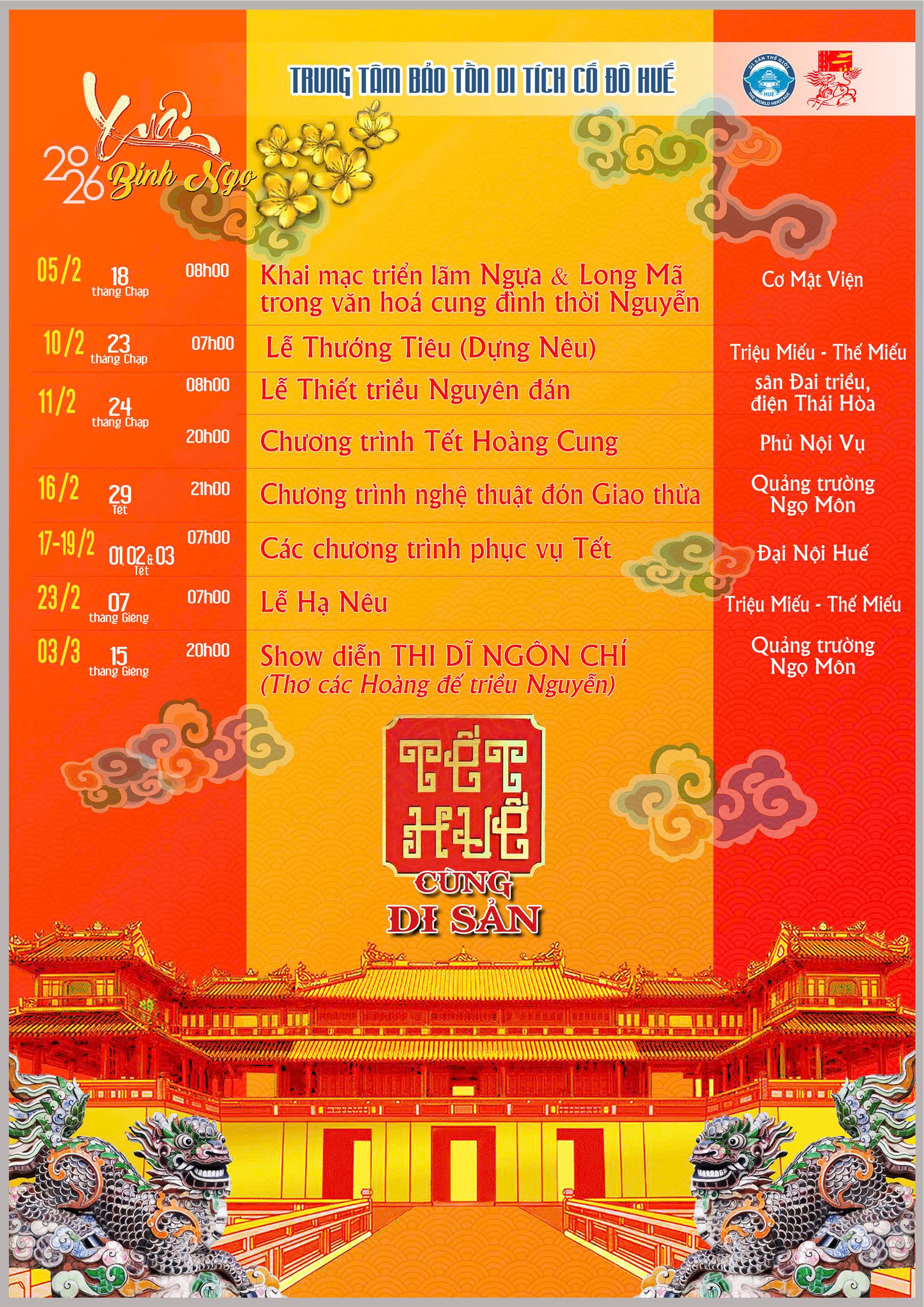 Lịch trình sự kiện & lễ hội cho chuyến đi du lịch Huế