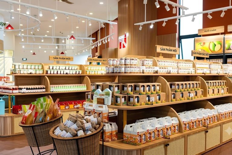 Stalls showcasing authentic Da Nang specialties and traditional food gifts