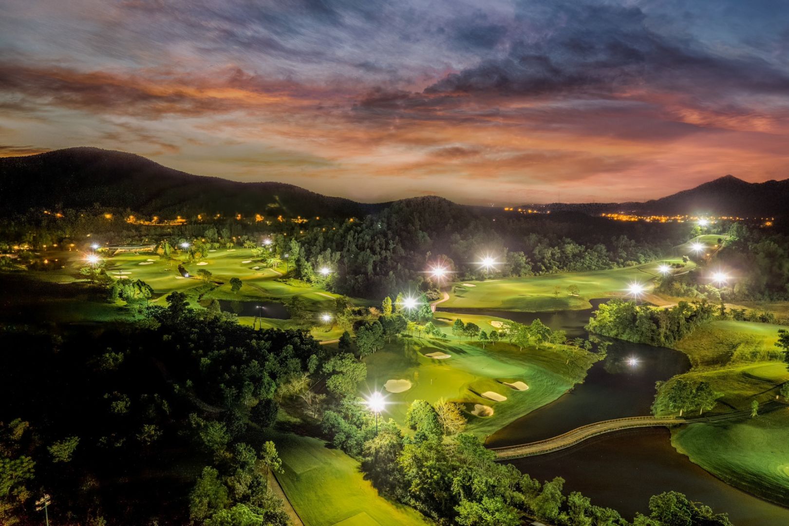 Ba Na Hills Golf Club surrounded by mountain landscape