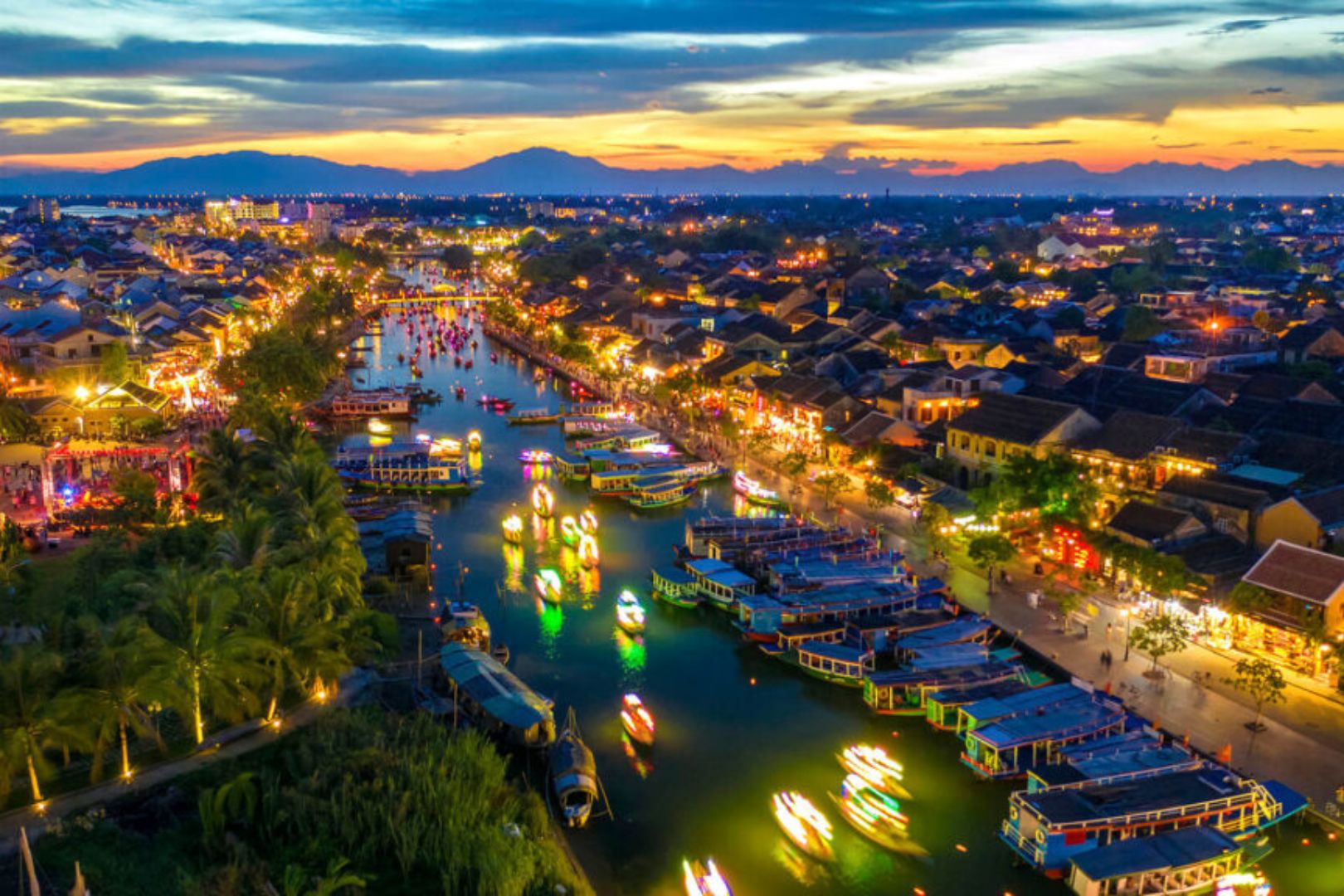 Hoi An Ancient Town glowing with lantern light at night