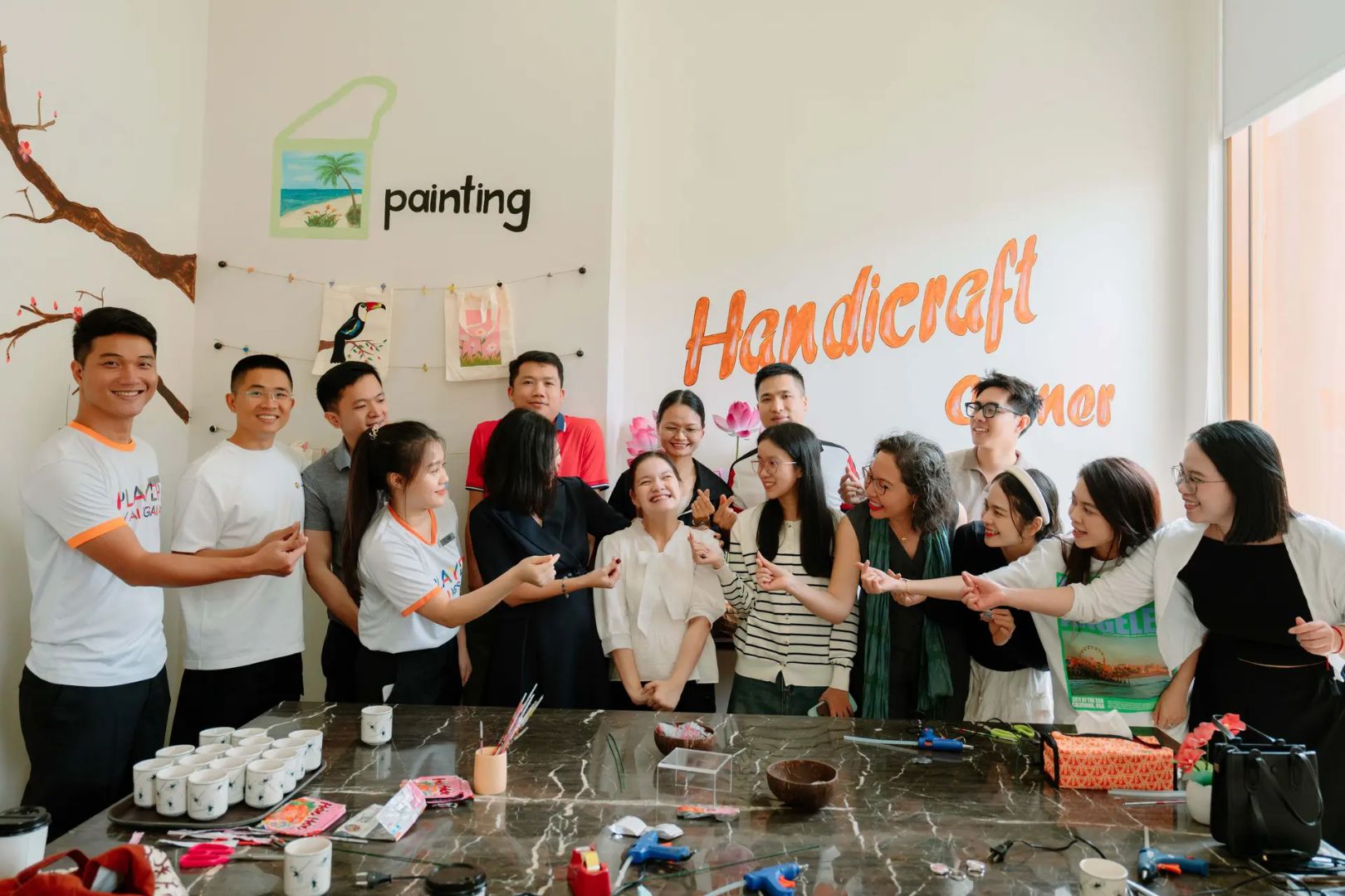 Craft workshop at Laguna Lăng Cô featuring handmade products made from recycled materials